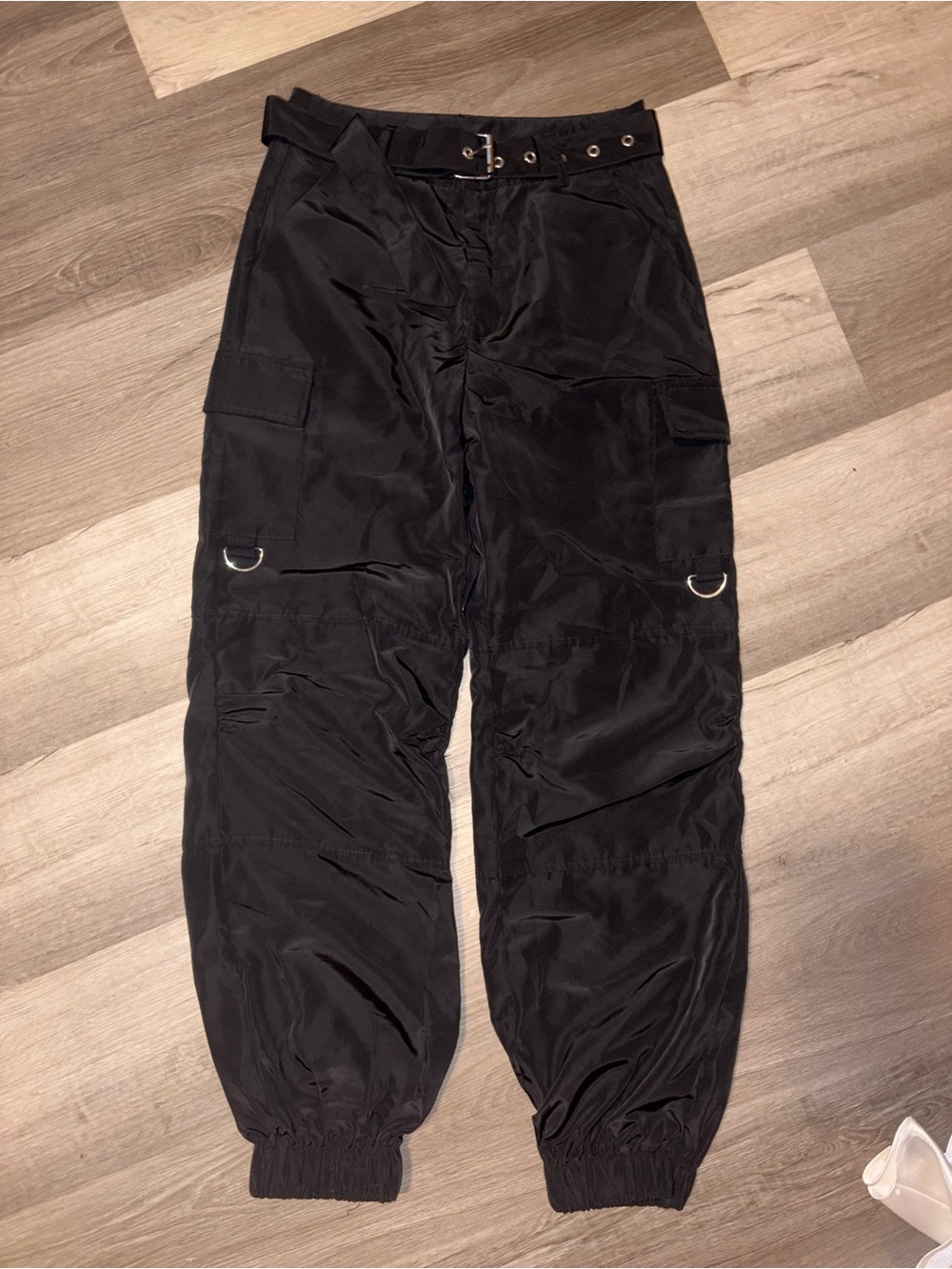 SHEIN Black Cargo Pants with Utility D-Rings and Belt